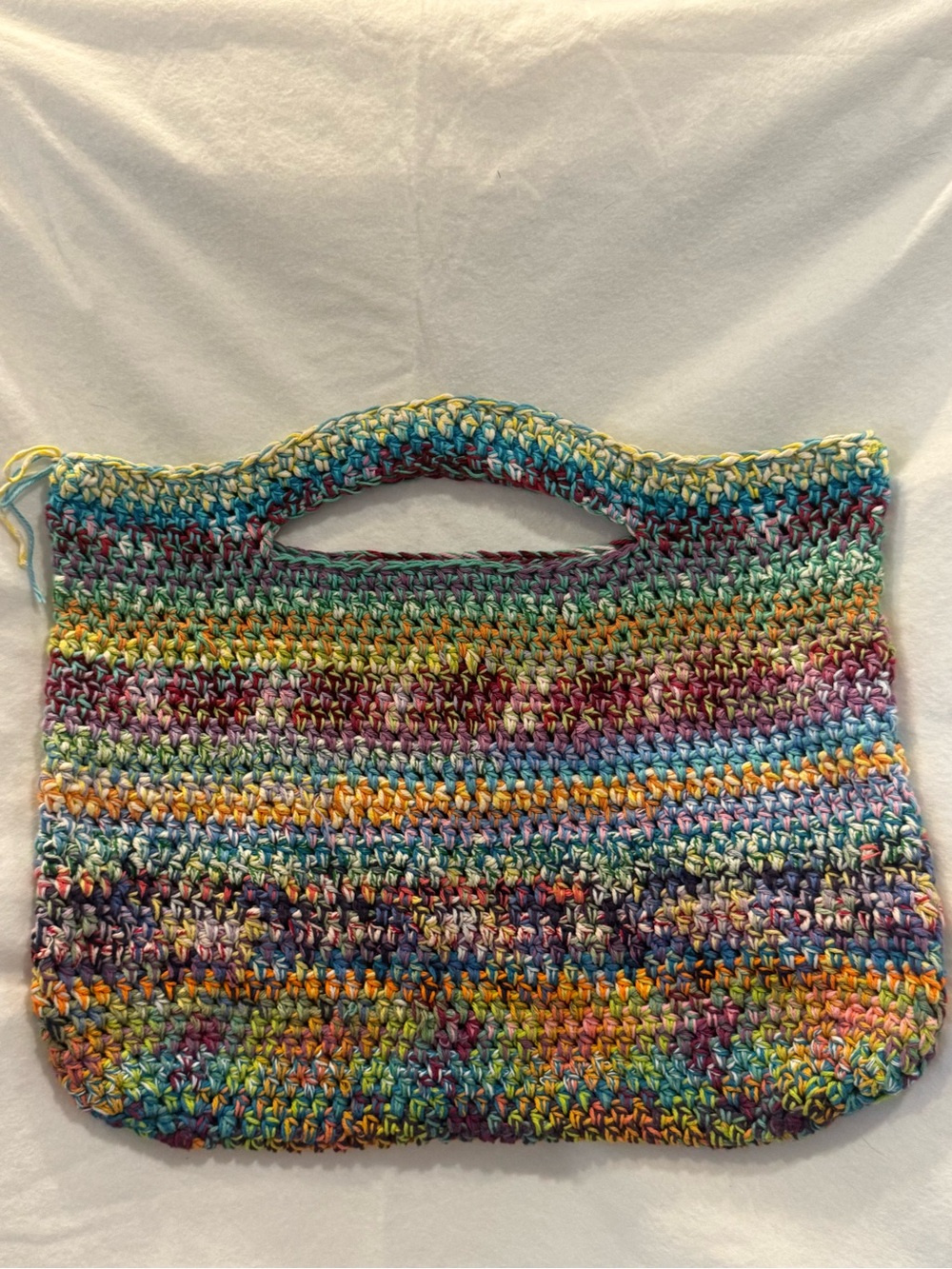 Handmade vintage Multicolor Crochet Tote Bag with Built-In Handles